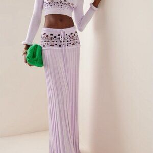 Christopher Esber Lilac Crochet Knit Maxi Skirt